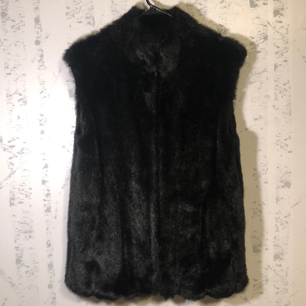 Gallery Faux Fur Vest Zip Front Black Size S